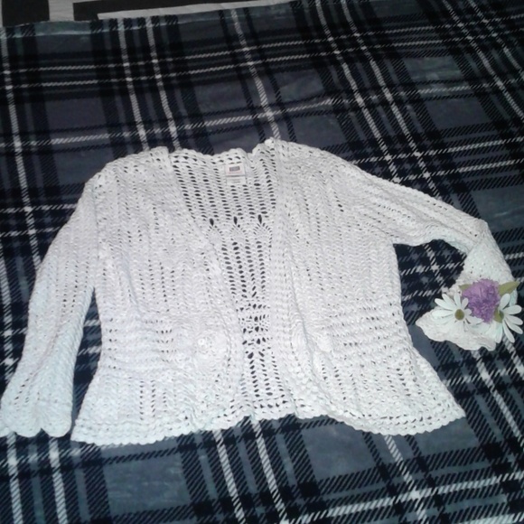 Faded Glory Sweaters - Lovely White Crochet Cardigan Faded Glory Large